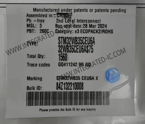 STM32WB35CEU6A Mikrocontroller MCU 2,4 GHz Multiprotocol drahtlose 32-Bit-MCU