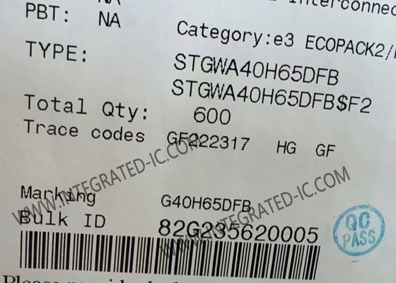 Integrierter Schaltkreislauf-Chip STGWA40H65DFB Trench Gate Field Stop 650V IGBT-Transistor