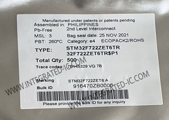 STM32F722ZET6TR Mikrocontroller MCU mit ARM Cortex-M7 Core, 216 MHz Taktfrequenz und 512 KB Flash-Speicher