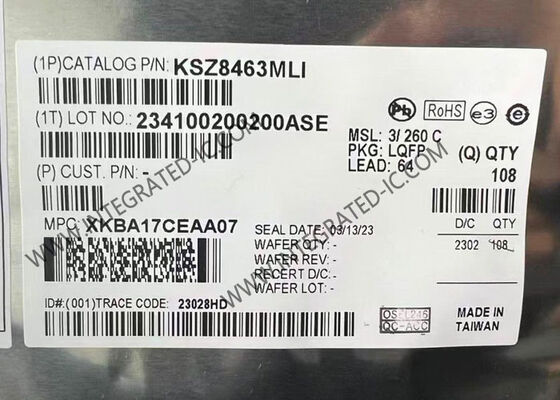 Ethernet-IC KSZ8463MLI-TR Drei-Port-Ethernet-Schalter mit Faser LQFP64