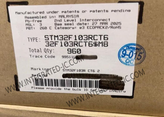 STM32F103RCT6 32-Bit Mikrocontroller mit ARM Cortex-M3-Kern, 72 MHz Taktfrequenz, 256 KB Flash-Speicher und 12-Bit ADC