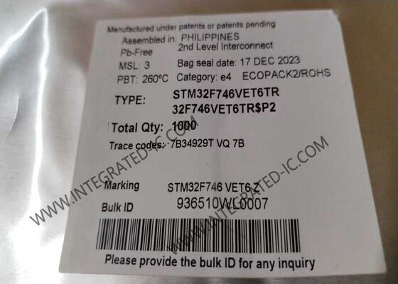 STM32F746VET6TR 32-Bit Mikrocontroller MCU mit 216 MHz ARM Cortex-M7 Kern und 512 KB Flash-Speicher