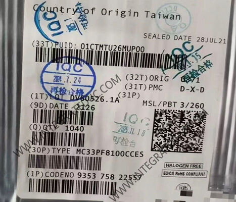 MC33PF8100CCES 12-Kanal-PMIC-Integrierter Schaltkreislauf-Chip für Hochleistungs-Verarbeitungsanwendungen mit 2,5 V ~ 5,5 V-Versorgung