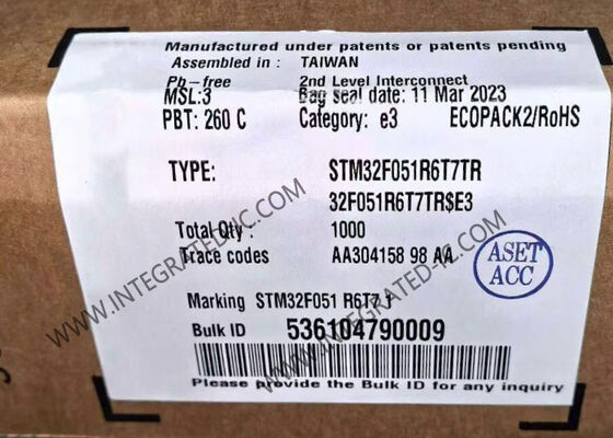 STM32F051R6T7TR Mikrocontroller MCU 32-Bit ARM Cortex-M0 mit 48 MHz Geschwindigkeit 55 I/O und Spannungsbereich von 2 V bis 3,6 V