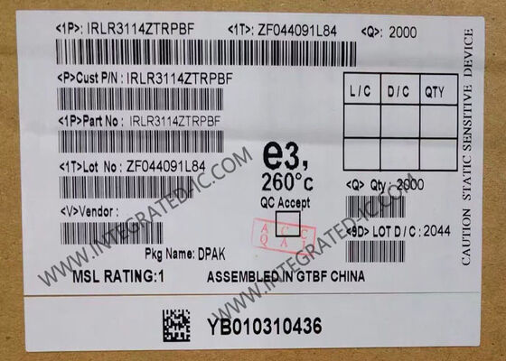 IRLR3114ZTRPBF 40V 130A 5,2mOhm N-Kanal HEXFET Leistungs-MOSFET-Transistor Integrierter Schaltkreis Chip
