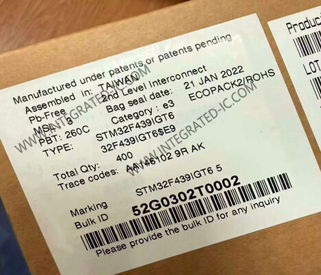 STM32F439IGT6 Mikrocontroller MCU mit LQFP-176 Paket, 12-Bit-ADC und 3,3V I/O Spannung eingebettete Prozessoren Chip