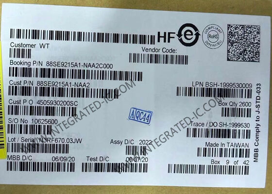 88SE9215A1-NAA2C000 integrierter Schaltkreislauf-Chip Einbahn PCIe 2.0 bis Vier-Port 6Gbps SATA I/O-Controller