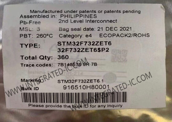 STM32F732ZET6 Mikrocontroller MCU 216MHz Einzelkern mit schneller E/A und 144LQFP-Paket