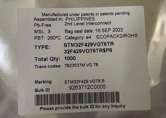 STM32F429VGT6TR 32-Bit-Einzelkern-Mikrocontroller IC 100LQFP-Integrierter Schaltkreislauf-Chip