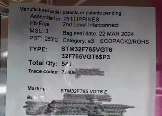 Einkerniger Mikroregler IC 100-LQFP der integrierten Schaltung des Chip-STM32F765VGT6 1MB