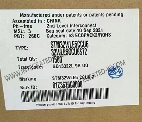 STM32WLE5CCU6 256 Kbytes greller Oberflächenberg Rf-Transceiver ICs 48-UFQFN