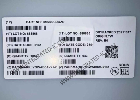 CS5368-DQZR Integrierter Schaltkreislauf-Chip 114dB 192kHz 8-Kanal A/D-Wandler LQFP-48
