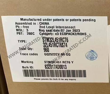 STM32L451RCT6 Mikrocontroller MCU 32Bit Einzelkern Mikrocontroller 80MHz eingebettete MCU