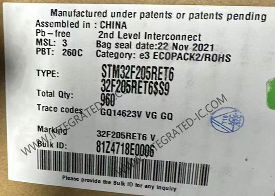 Mikroregler MCU IC STM32F205RET6 BLITZ 64-LQFP Paket-Oberflächen-Berg