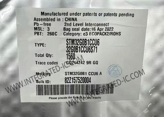 Einkernige eingebettete Mikroregler IC des Mikroregler-MCU STM32G0B1CCU6