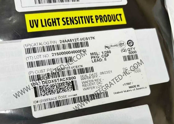 24AA512T-I/CS17K 512Kbit 1,7 V bis 5,5 V 400 kHz Speicher-IC-Chip Serien-EEPROM mit I2C-Schnittstelle