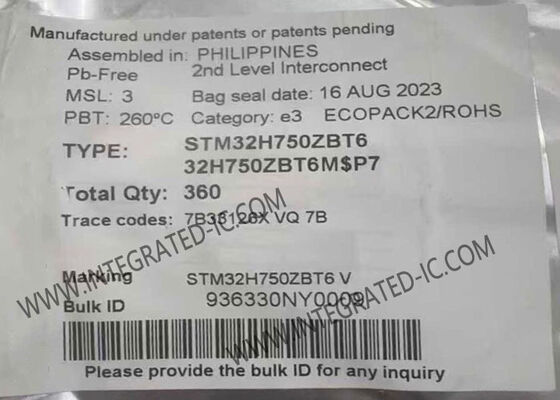 STM32H750ZBT6 32-Bit Mikrocontroller MCU mit 480 MHz ARM Cortex-M7, 128 kB Flash-Speicher und 144-LQFP-Gehäuse