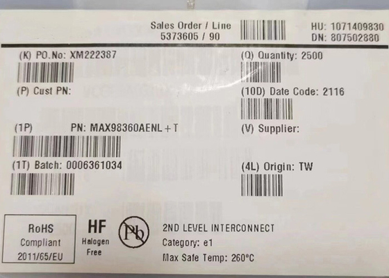 Integrierter Schaltkreislauf MAX98360AENL 1-Kanal-Audioverstärker der Klasse D 9-XFBGA