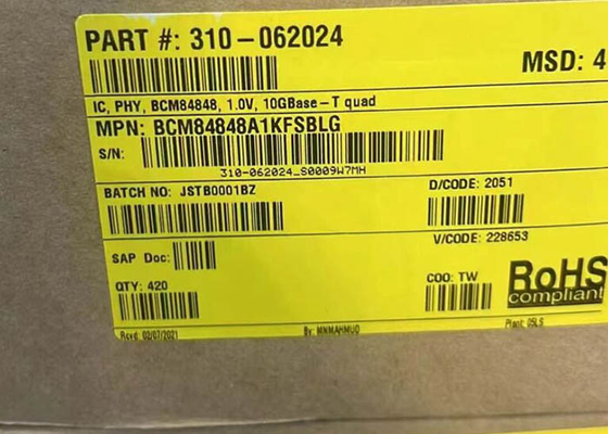 Ethernet-IC BCM84848A1KFSBLG Vier-Port 10GBASE-T-Transceiver IC BGA-Paket