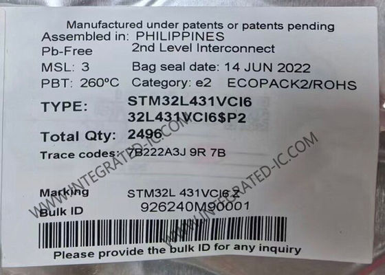 STM32L431VCI6 Mikrocontroller MCU ARM Mikrocontroller 80MHz eingebettete MCU UFBGA100
