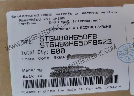 STGW80H65DFB Integrierter Schaltkreis Chip Trench Gate Feldstop 650V 80A Hochgeschwindigkeits-IGBT-Transistoren der HB-Serie