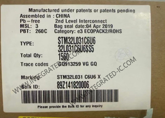 STM32L031C6U6 Mikrocontroller MCU 32-Bit MCU 32KB Flash ARM Mikrocontroller UFQFN48