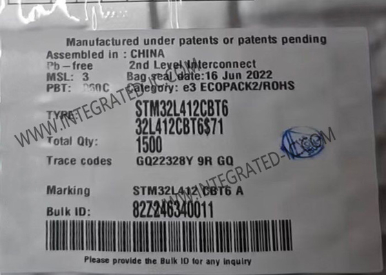 128KB greller Mikroregler-Chip LQFP48 des Mikroregler-MCU STM32L412CBT6 80MHz